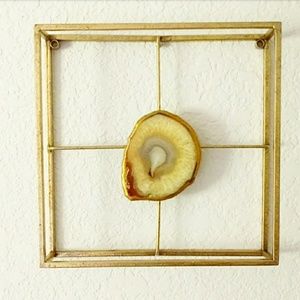 NWOT Gold Metal Agate Stone Wall Decor#2